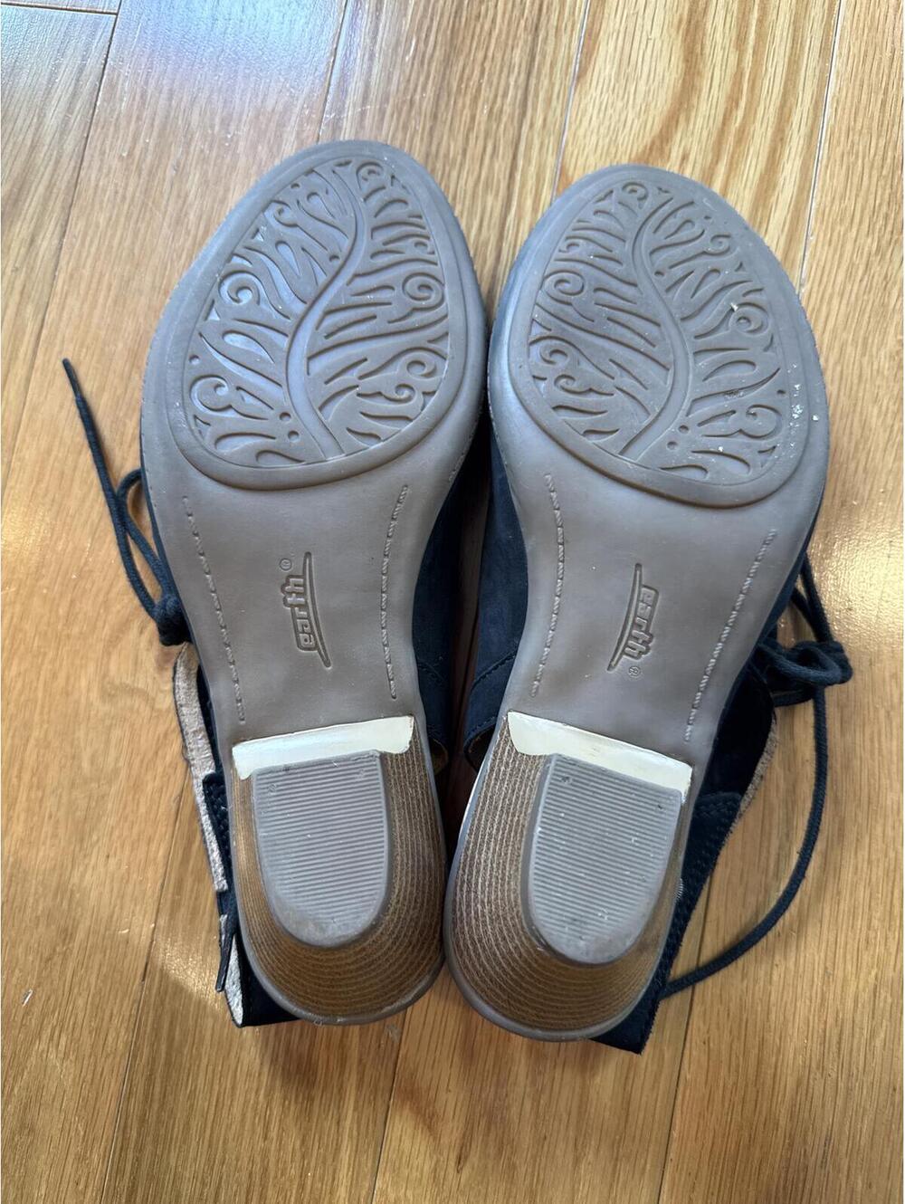 Earth Sandals Black Cutout Slingback Heeled Sandals Size 8.5 - Picture 2 of 3